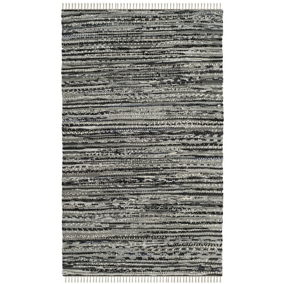 SAFAVIEH Rag Dania Striped Cotton Area Rug, Grey, 2'6" x 4'