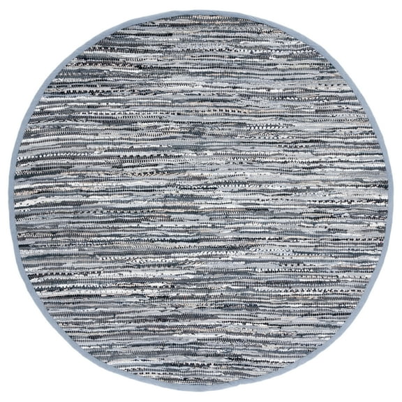 SAFAVIEH Rag Dania Striped Cotton Area Rug, Grey, 4' x 4' Round