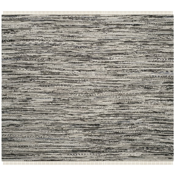 SAFAVIEH Rag Dania Striped Cotton Area Rug, Grey, 4' x 4' Square