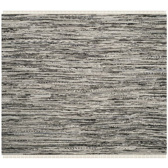 SAFAVIEH Rag Dania Striped Cotton Area Rug, Grey, 6' x 6' Square