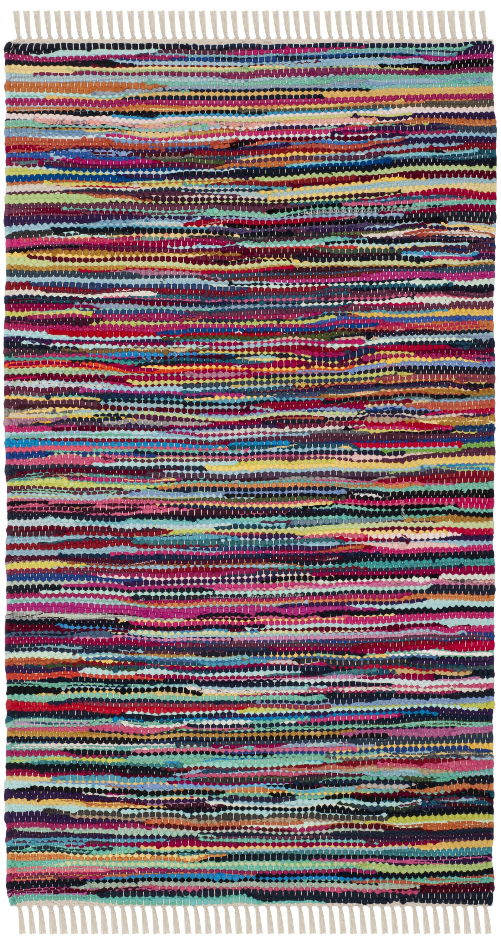 Handmade Multicolor Cotton Striped 3' x 5' Area Rug