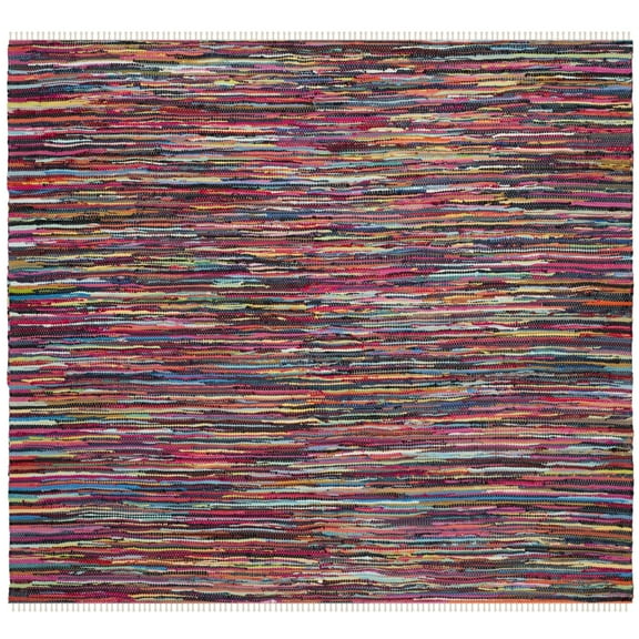 SAFAVIEH Rag Dania Striped Cotton Area Rug, Multi, 4' x 4' Square