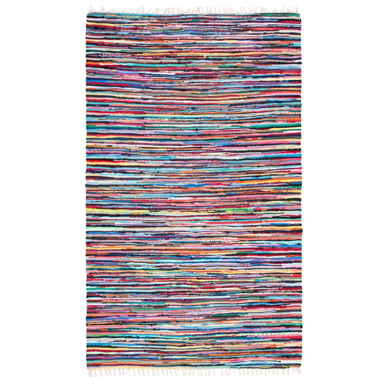 Handmade Striped Multicolor Cotton Round Area Rug, 4' x 6'