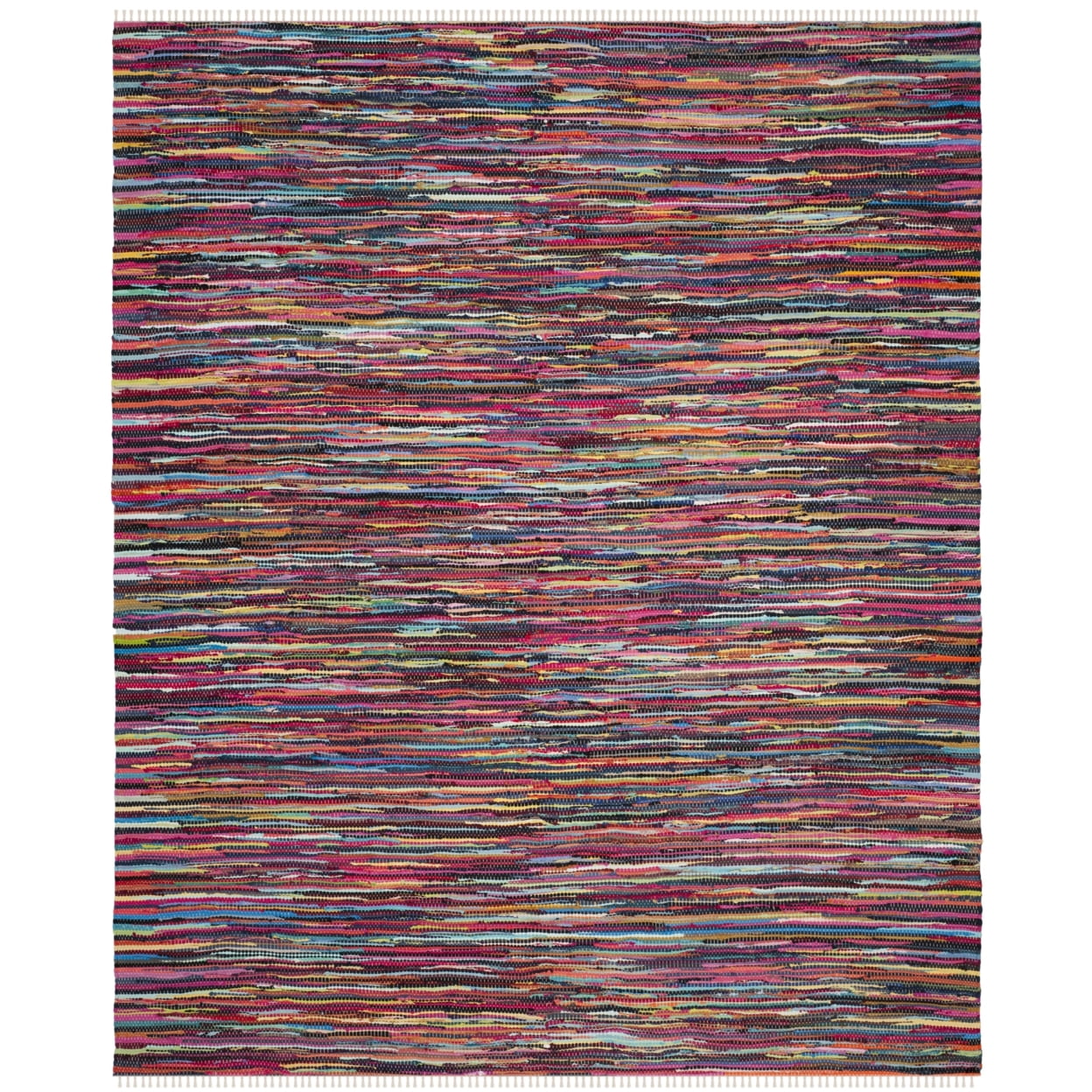 Handmade Boho Stripe Cotton Area Rug, 8' x 10', Multicolor