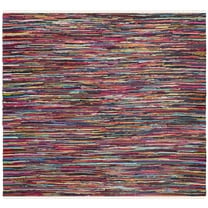 SAFAVIEH Rag Dania Striped Cotton Area Rug, Multi, 8' x 8' Square