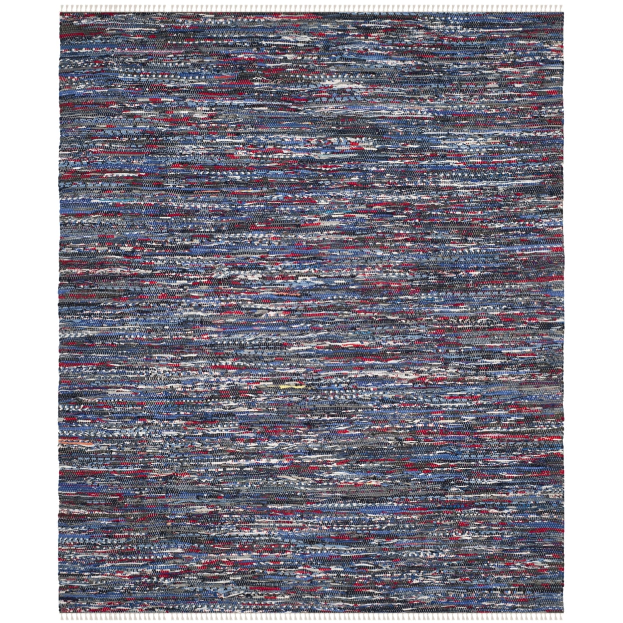 Blue and Multicolor Handwoven Cotton Wool Striped Runner Rug