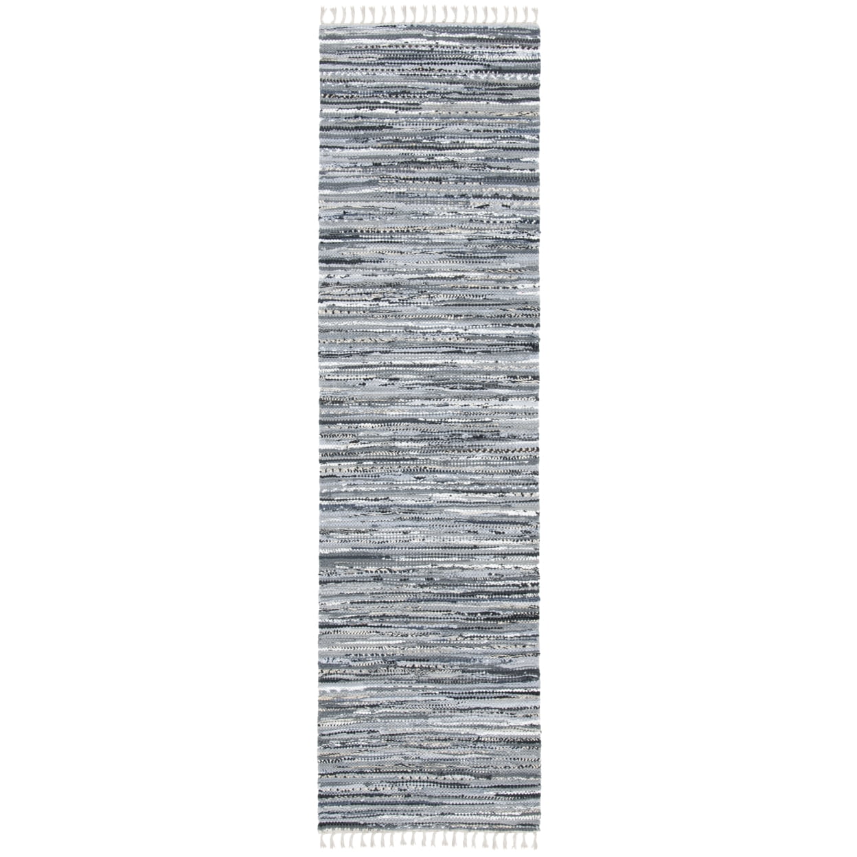 SAFAVIEH Rag Dania Striped Cotton Runner Rug, Grey, 2'3