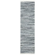 SAFAVIEH Rag Dania Striped Cotton Runner Rug, Grey, 2'3" x 9'