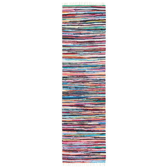 SAFAVIEH Rag Dania Striped Cotton Runner Rug, Multi, 2'3" x 8'