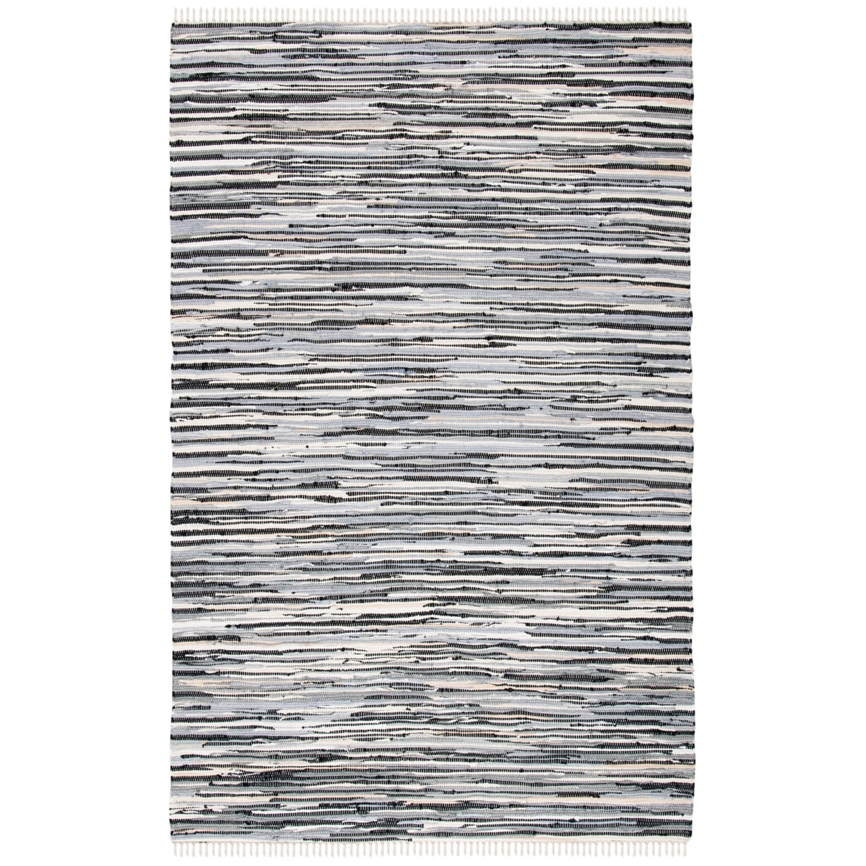 Hand-Woven Black Stripe Cotton Area Rug 4' x 6'
