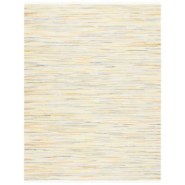 SAFAVIEH Rag Elena Striped Cotton Area Rug, Gold/Multi, 10' x 14'
