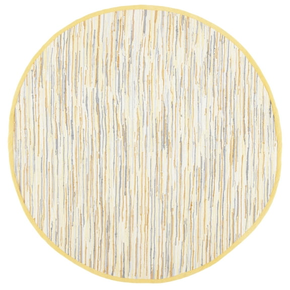 SAFAVIEH Rag Elena Striped Cotton Area Rug, Gold/Multi, 6' x 6' Round