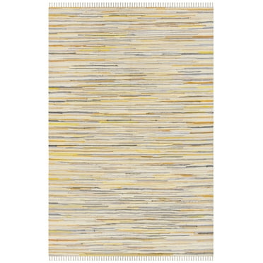 SAFAVIEH Rag Elena Striped Cotton Area Rug, Gold/Multi, 6' x 9'