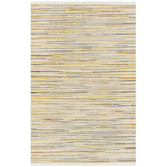 SAFAVIEH Rag Elena Striped Cotton Area Rug, Gold/Multi, 6' x 9'