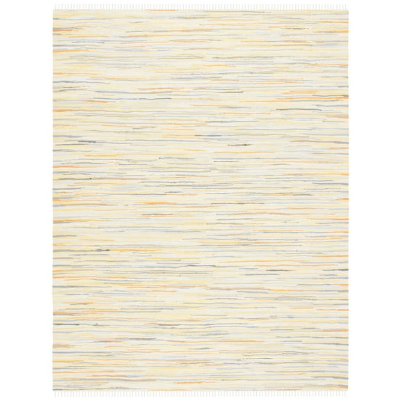 SAFAVIEH Rag Elena Striped Cotton Area Rug, Gold/Multi, 8' x 10'