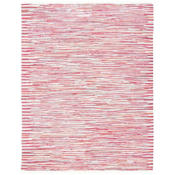 SAFAVIEH Rag Elena Striped Cotton Area Rug, Red/Multi, 4' x 4' Square