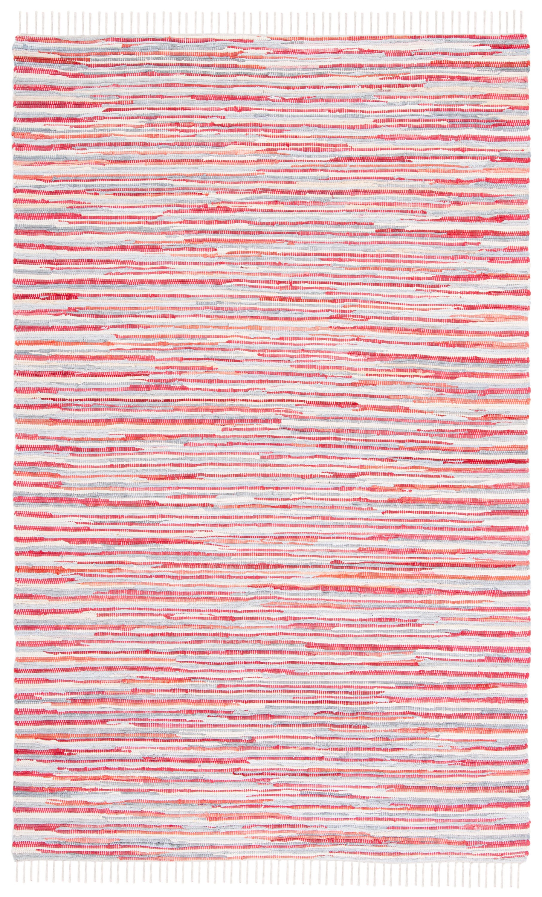 Handmade Red and Multicolor Cotton Stripe 4' x 6' Rug