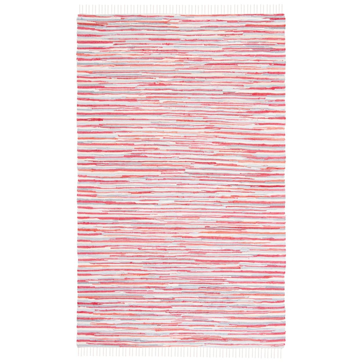 Handwoven Red and White Striped Cotton Area Rug
