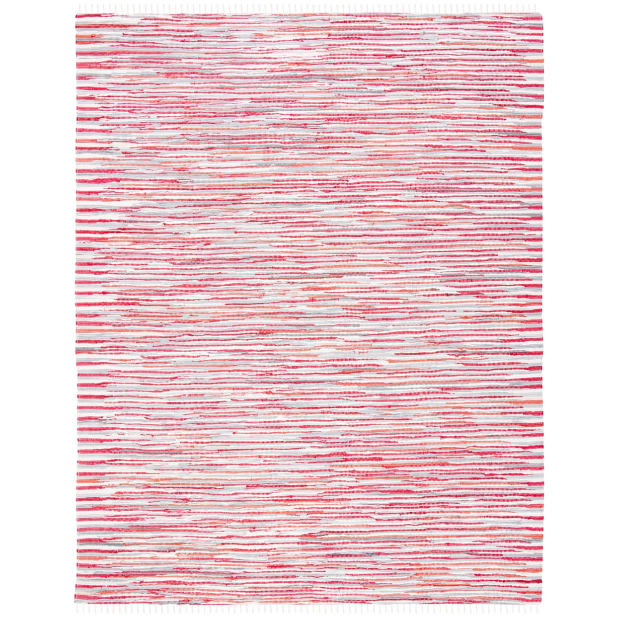 Handwoven Red and White Striped Cotton Area Rug