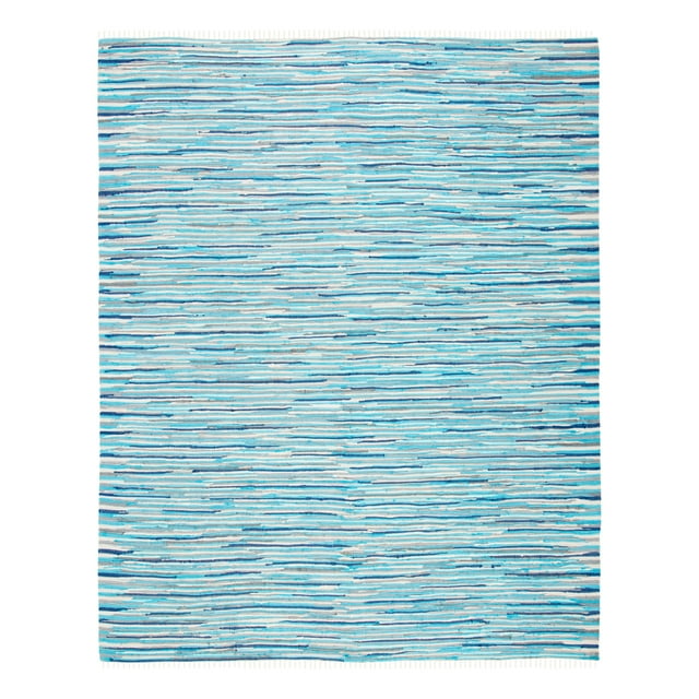 SAFAVIEH Rag Elena Striped Cotton Area Rug, Turquoise/Multi, 10' x 14'