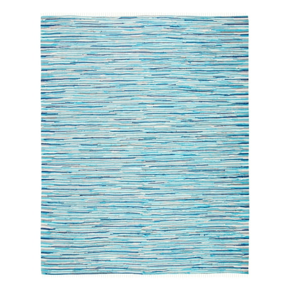 SAFAVIEH Rag Elena Striped Cotton Area Rug, Turquoise/Multi, 2' x 3'
