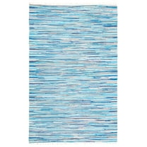 SAFAVIEH Rag Elena Striped Cotton Area Rug, Turquoise/Multi, 5' x 8'