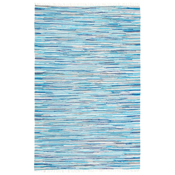 SAFAVIEH Rag Elena Striped Cotton Area Rug, Turquoise/Multi, 5' x 8'