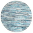 thumbnail image 1 of SAFAVIEH Rag Elena Striped Cotton Area Rug, Turquoise/Multi, 6' x 6' Round, 1 of 12