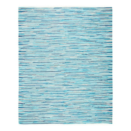 SAFAVIEH Rag Elena Striped Cotton Area Rug, Turquoise/Multi, 6' x 9'