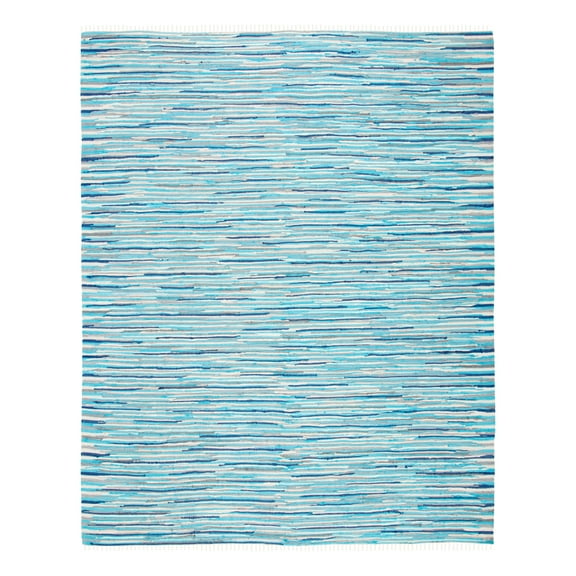 SAFAVIEH Rag Elena Striped Cotton Area Rug, Turquoise/Multi, 8' x 10'