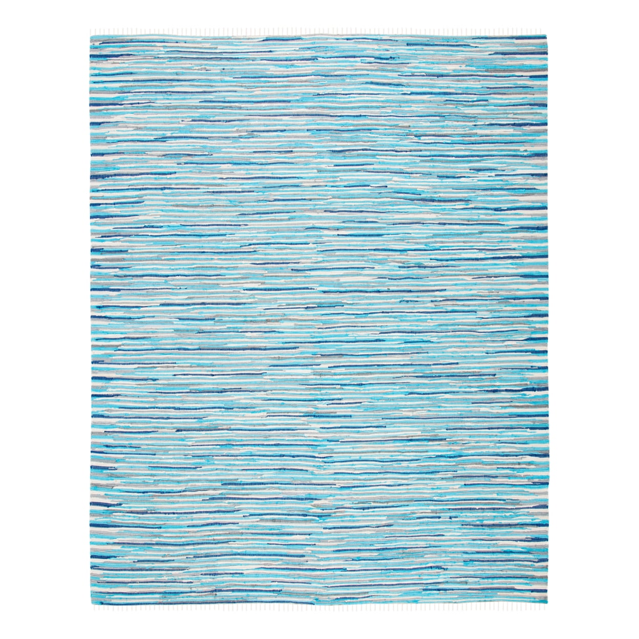 Turquoise Multi Stripe Flat Woven Cotton Runner Rug