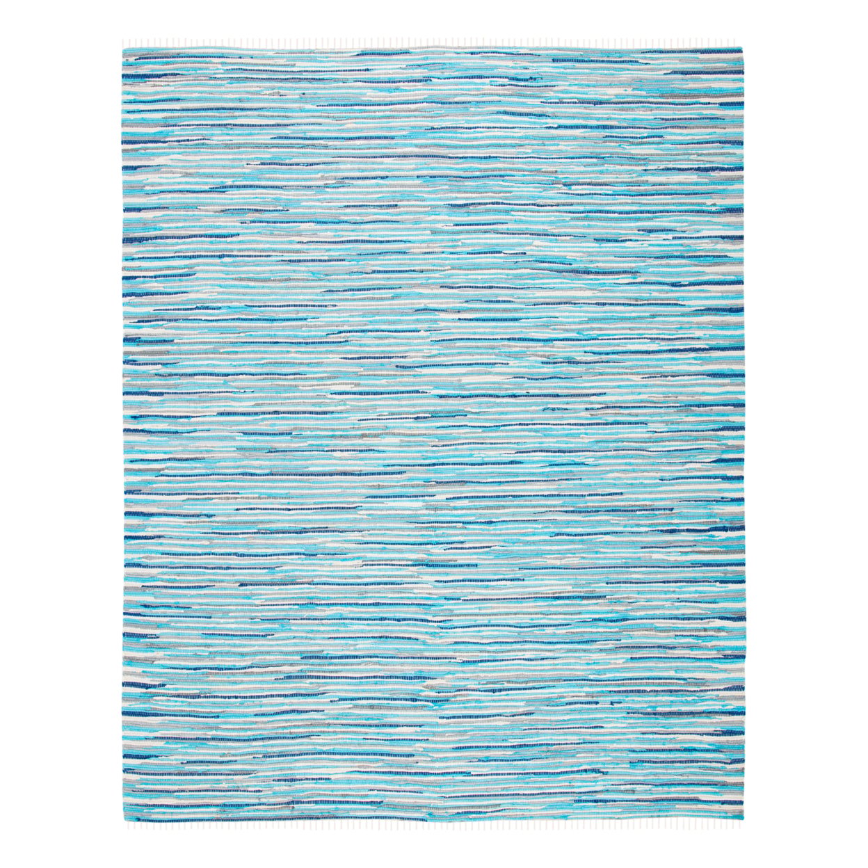 thumbnail image 1 of SAFAVIEH Rag Elena Striped Cotton Runner Rug, Turquoise/Multi, 2'3" x 9', 1 of 11