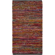 SAFAVIEH Rag Ermintrude Ikat Cotton Area Rug, Fuchsia/Black, 3' x 5'