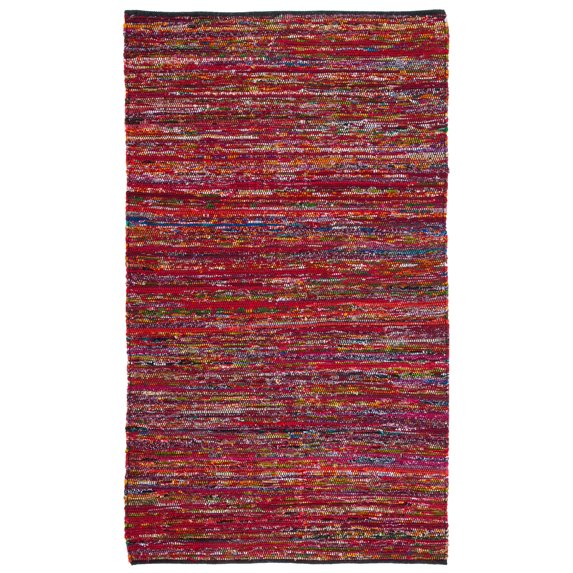 SAFAVIEH Rag Ermintrude Ikat Cotton Area Rug, Fuchsia/Black, 5' x 8'