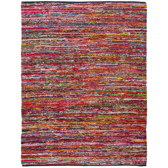 SAFAVIEH Rag Ermintrude Ikat Cotton Area Rug, Fuchsia/Black, 8' x 10'