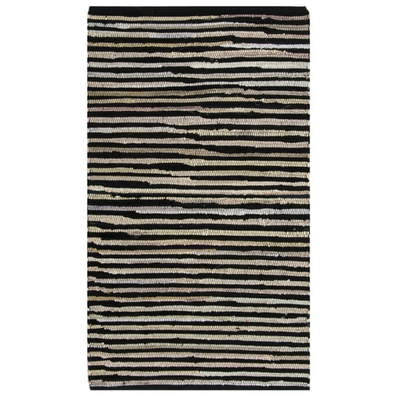 SAFAVIEH Rag Fergal Striped Cotton Area Rug, Black/Multi, 2' x 3'
