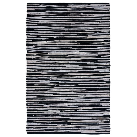 SAFAVIEH Rag Fergal Striped Cotton Area Rug, Black/Multi, 5' x 8'