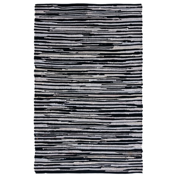SAFAVIEH Rag Fergal Striped Cotton Area Rug, Black/Multi, 6' x 9'