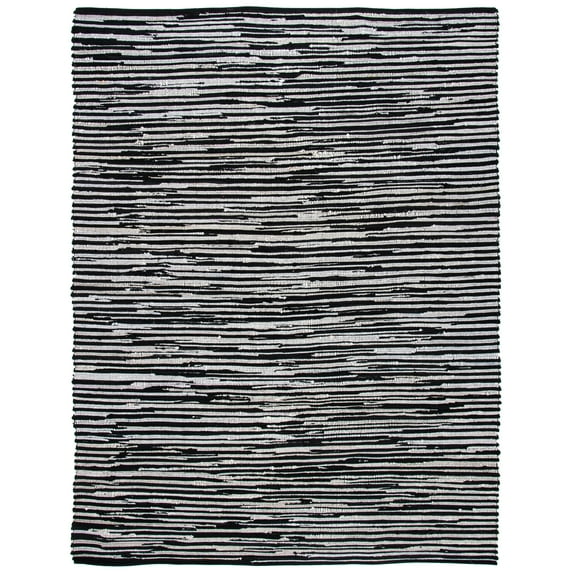 SAFAVIEH Rag Fergal Striped Cotton Area Rug, Black/Multi, 8' x 10'