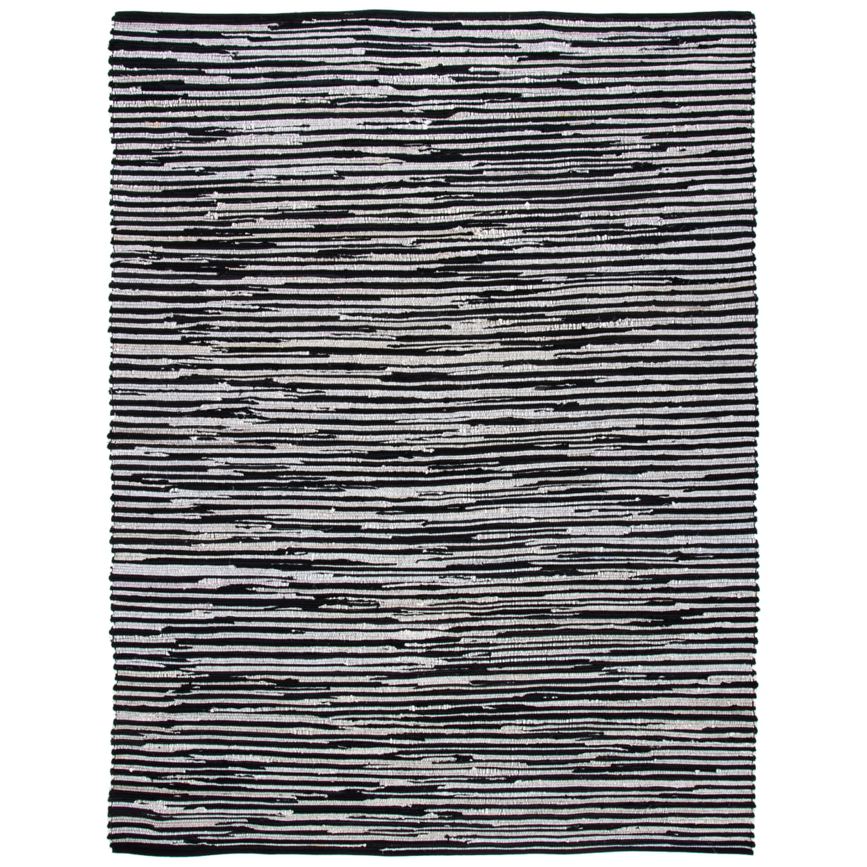 SAFAVIEH Rag Fergal Striped Cotton Area Rug, Black/Multi, 8' x 10