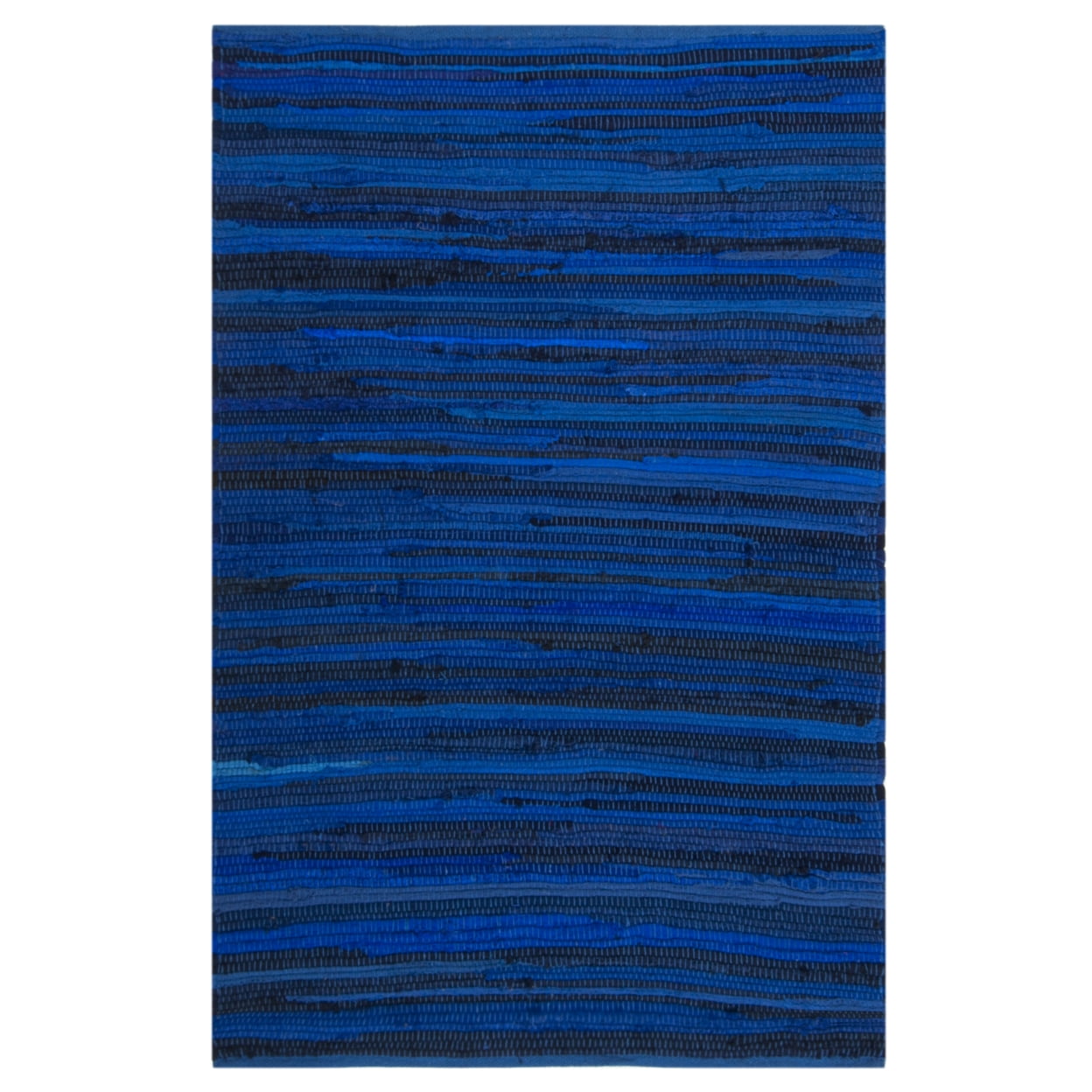 Blue Striped Handmade Wool and Cotton Area Rug
