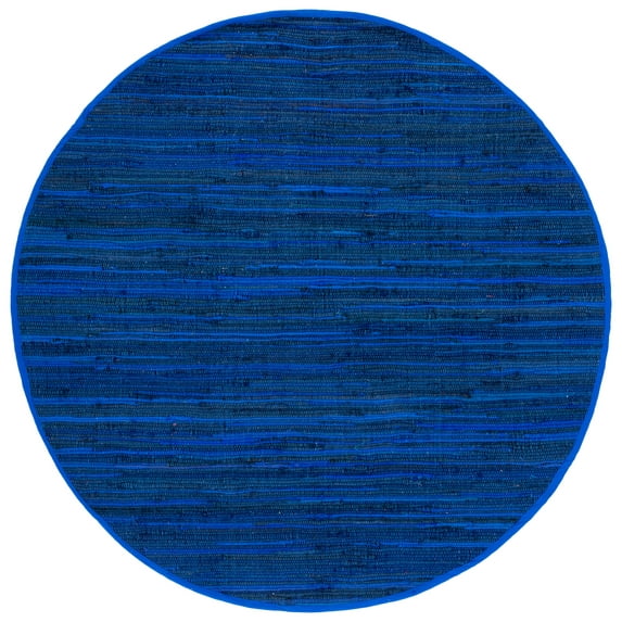 SAFAVIEH Rag Fergal Striped Cotton Area Rug, Blue/Multi, 4' x 4' Round