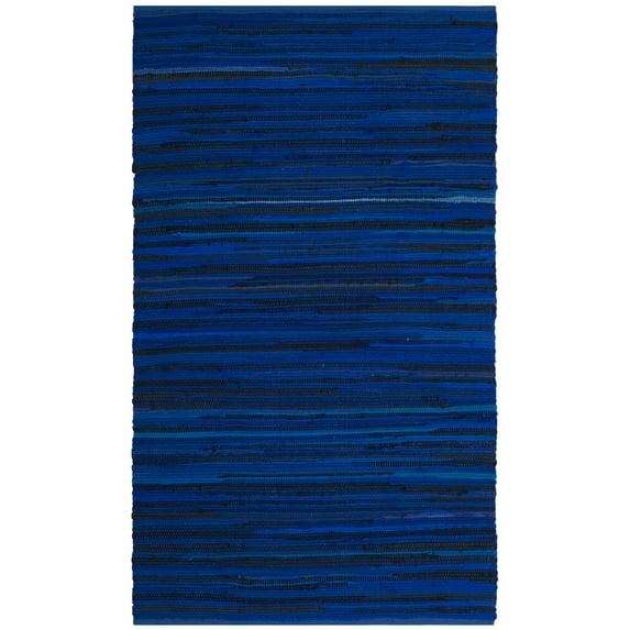 SAFAVIEH Rag Fergal Striped Cotton Area Rug, Blue/Multi, 4' x 6'