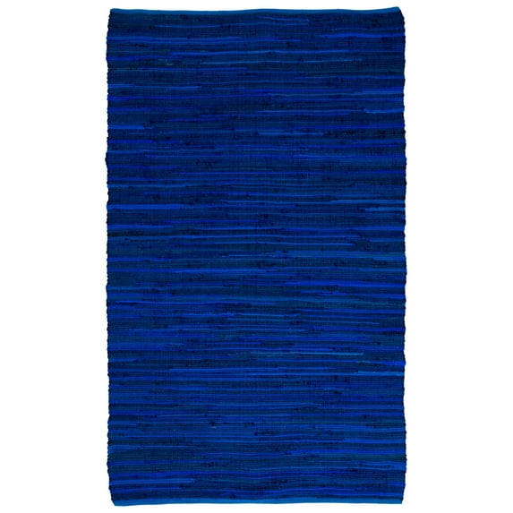 SAFAVIEH Rag Fergal Striped Cotton Area Rug, Blue/Multi, 5' x 8'