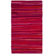 SAFAVIEH Rag Fergal Striped Cotton Area Rug, Red/Multi, 2'6" x 4'