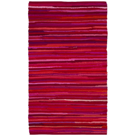 SAFAVIEH Rag Fergal Striped Cotton Area Rug, Red/Multi, 2' x 3'