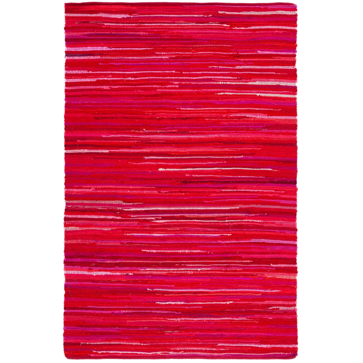 Handwoven Red Multi Cotton Flat-Weave 5' x 8' Area Rug