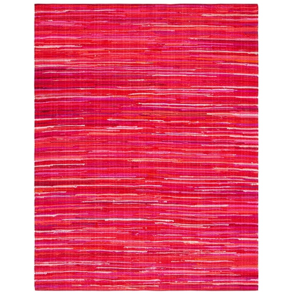 SAFAVIEH Rag Fergal Striped Cotton Area Rug, Red/Multi, 8' x 10'