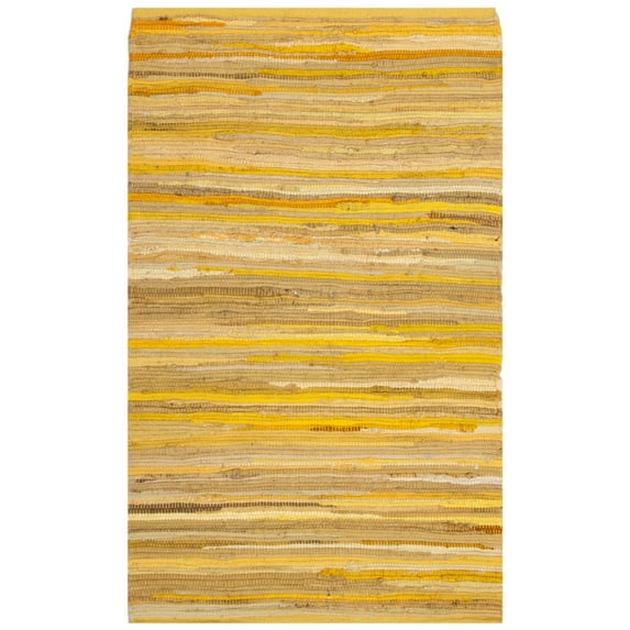 SAFAVIEH Rag Fergal Striped Cotton Area Rug, Yellow/Multi, 2'6" x 4'
