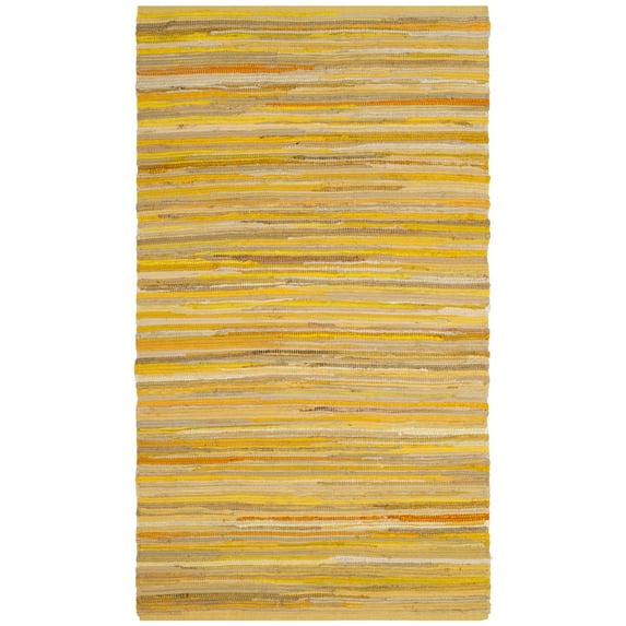 SAFAVIEH Rag Fergal Striped Cotton Area Rug, Yellow/Multi, 4' x 6'